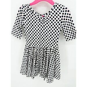 Dotdotsmile Girls Dress 12/24 Months White with Black Spots Print New With Tags